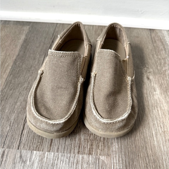 CROCS Other - Crocs Santa Cruz Loafers Canvas Slip On Shoes Kids Toddlers Beige Tan Size 12